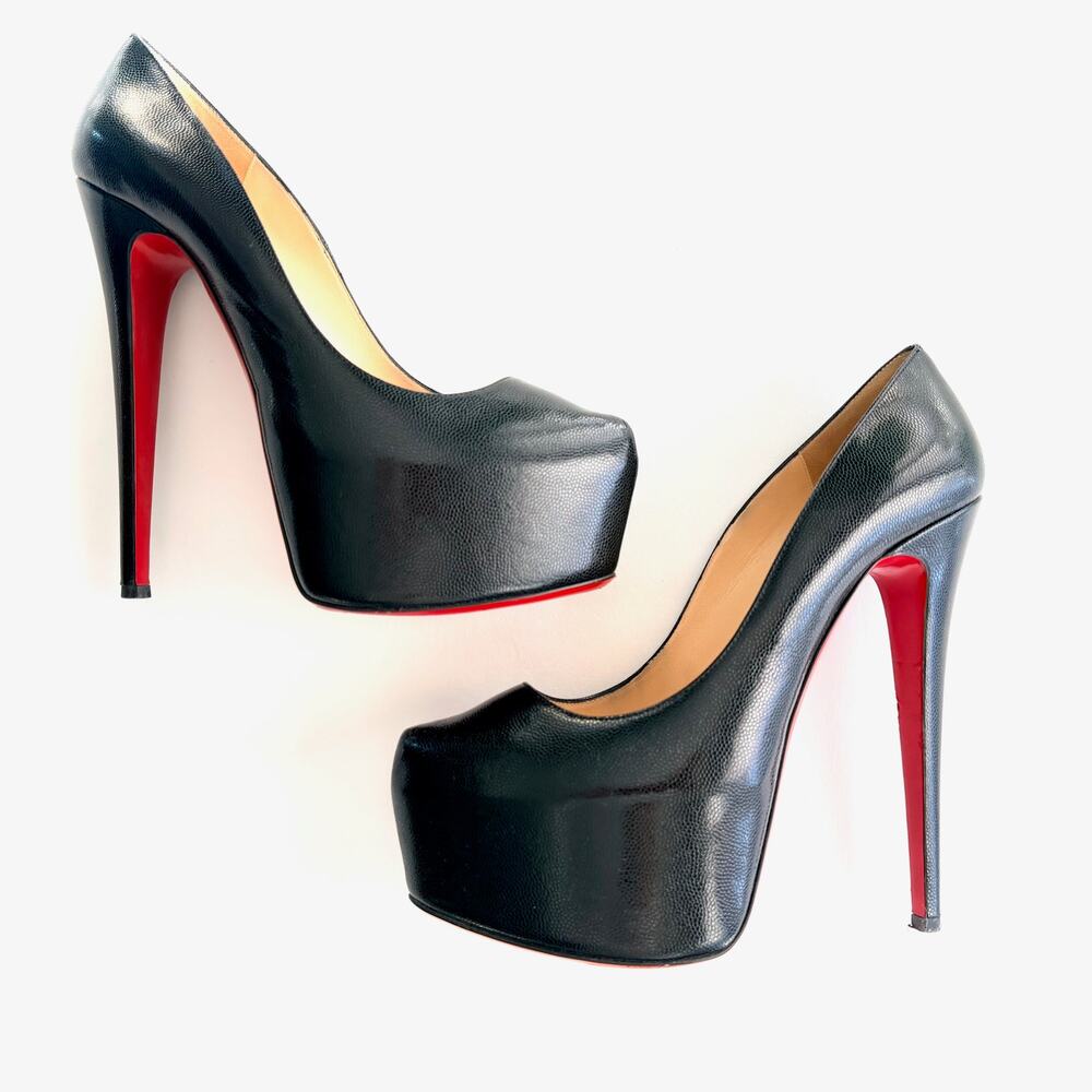 Christian Louboutin Daffodile Pumps Black 40.5 160mm Ultra Platform 6.5" Heel